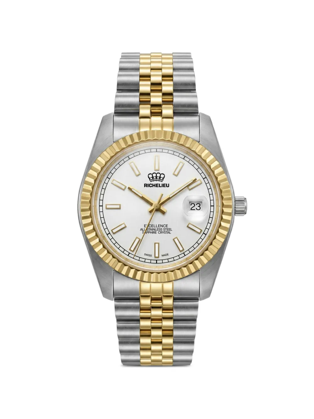 Richelieu Swiss Classic fluted bezel 41mm watch - Bianco