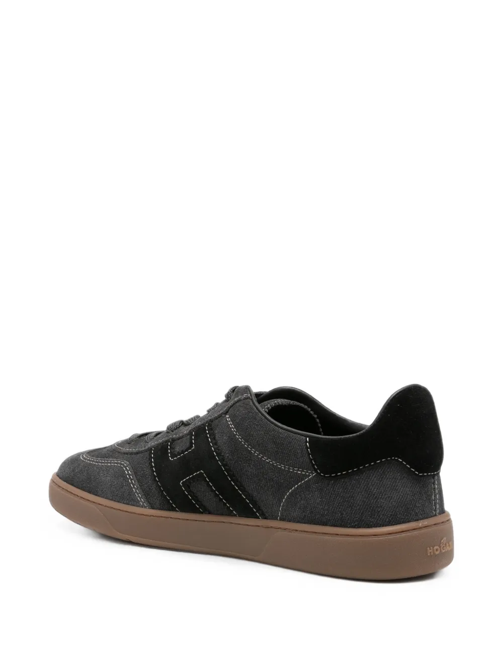 Hogan logo-patch panelled sneakers Grijs