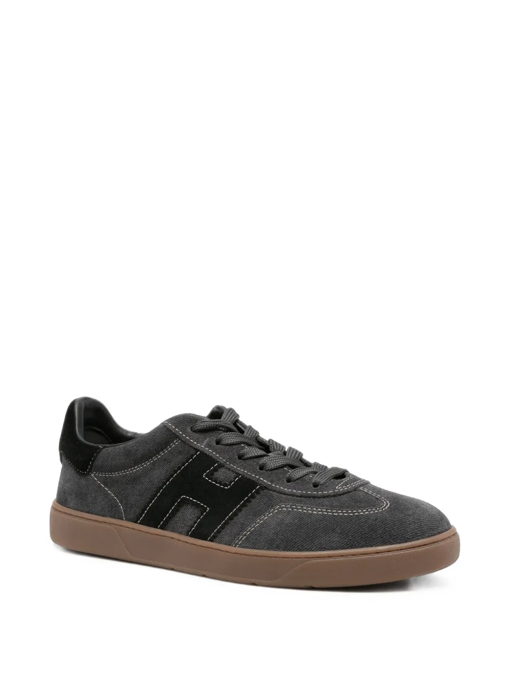 Hogan logo-patch panelled sneakers Grijs