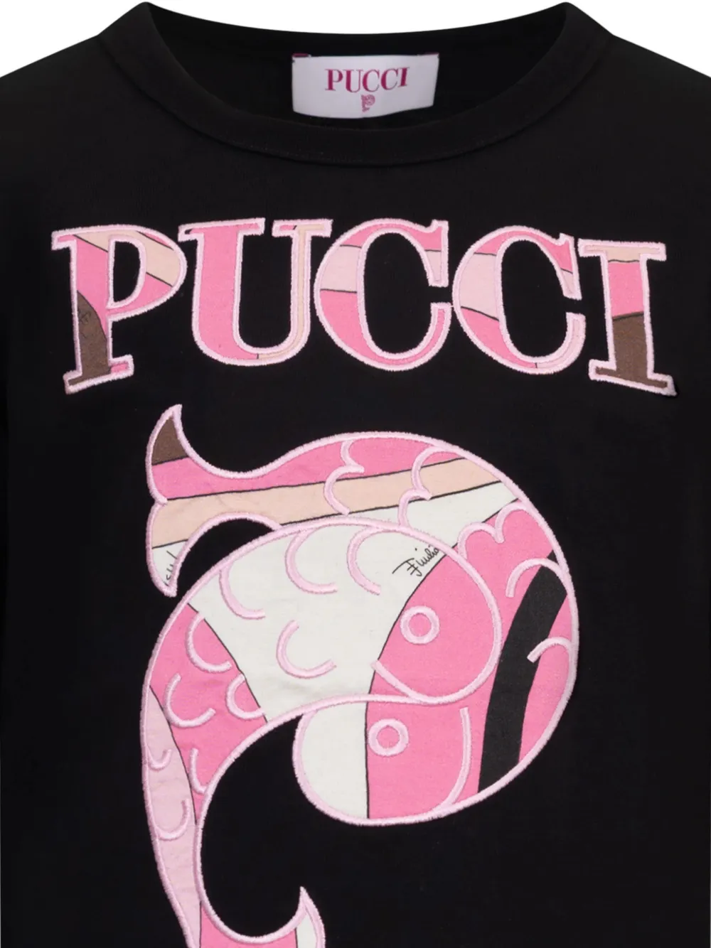 PUCCI Junior T-shirt met lange mouwen en logo-print Zwart