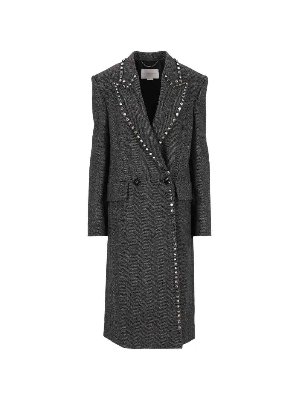 Stella McCartney crystal-embellished herringbone coat