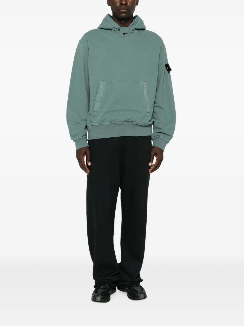 Stone Island logo-patch hoodie Groen