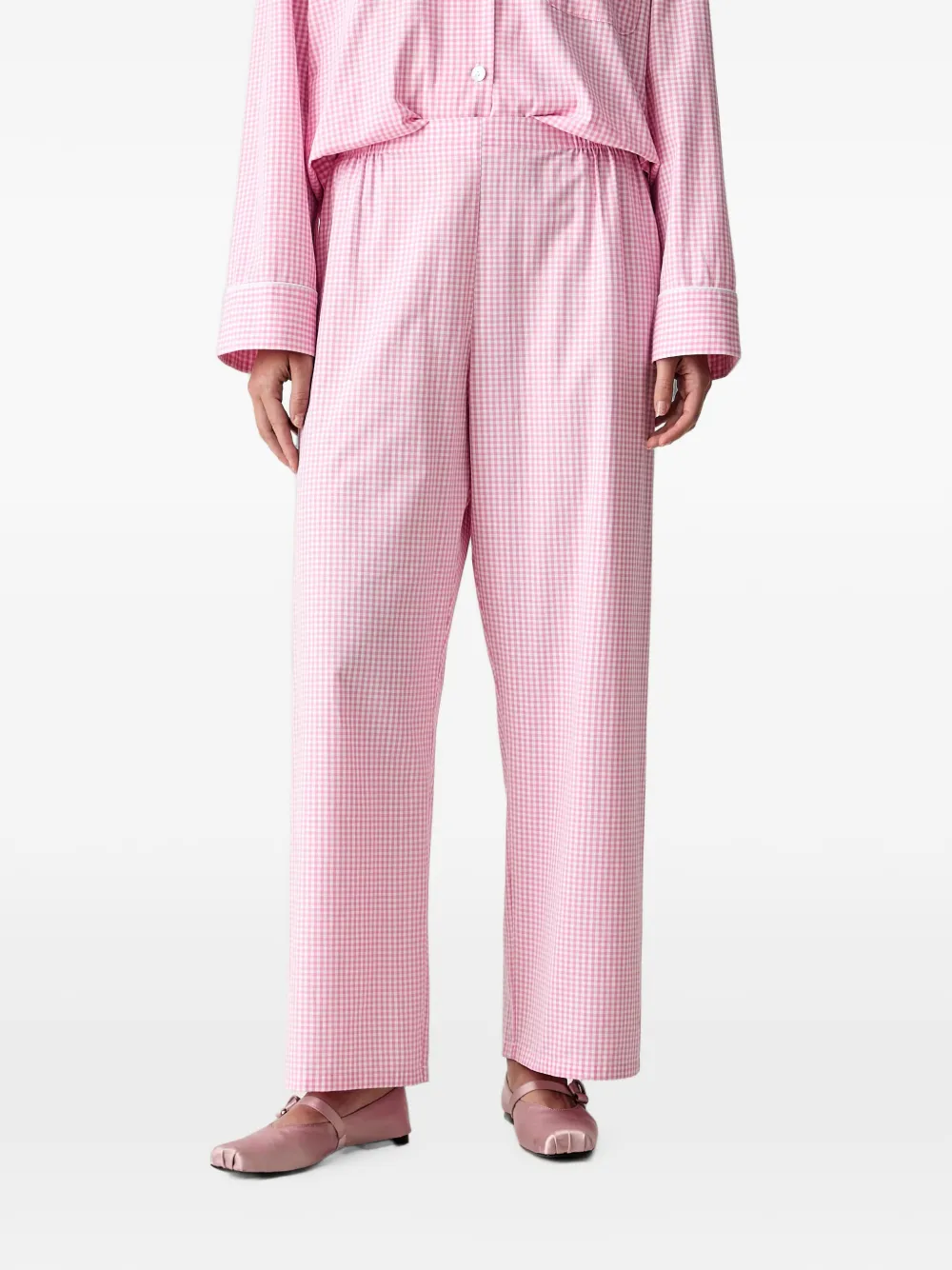 Sleeper Pyjamatop met bloemapplicatie en gingham-ruit Roze