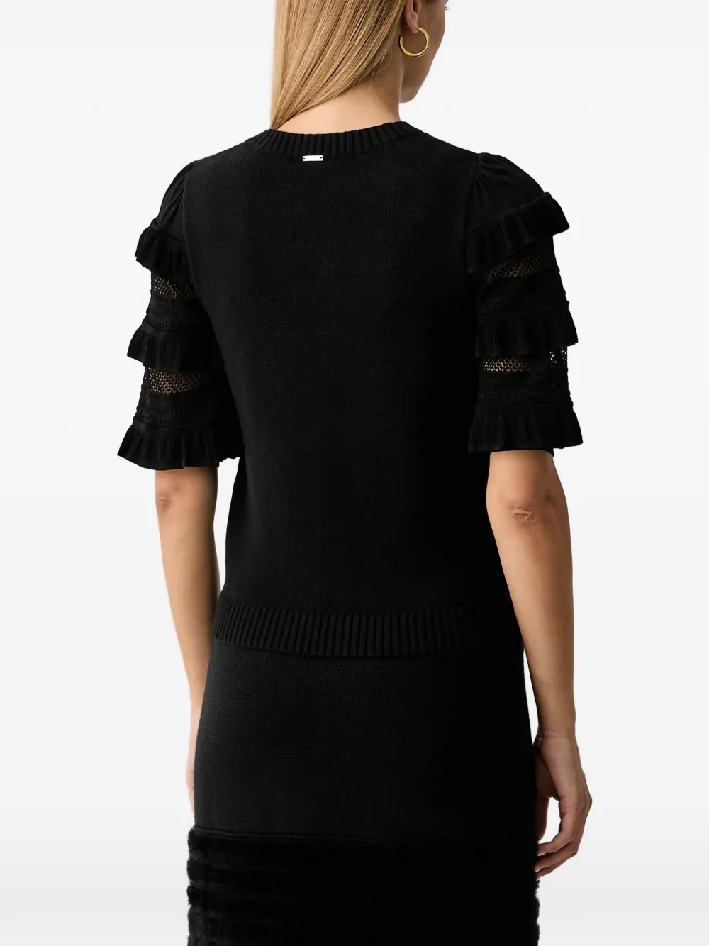 TWINSET Trui met mesh stiksels en ruches Zwart