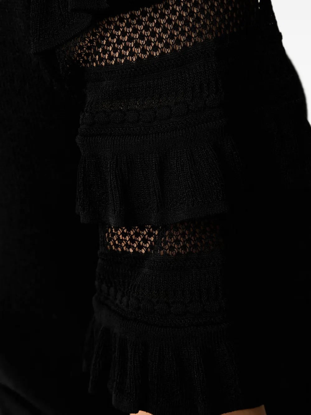 TWINSET Trui met mesh stiksels en ruches Zwart