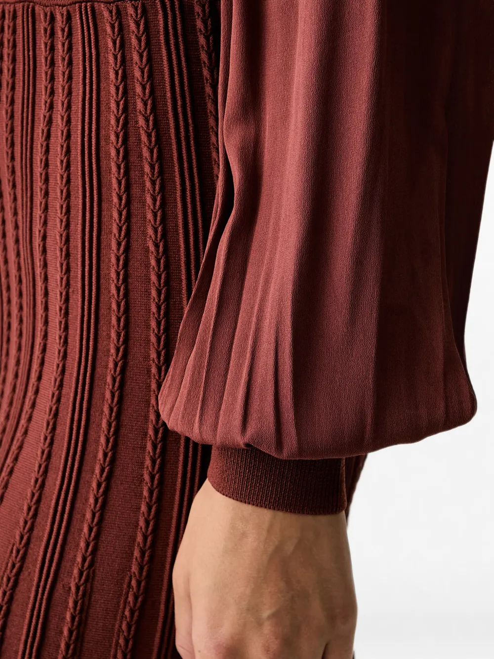TWINSET Lange trompe-l'oeil gebreide jurk Rood