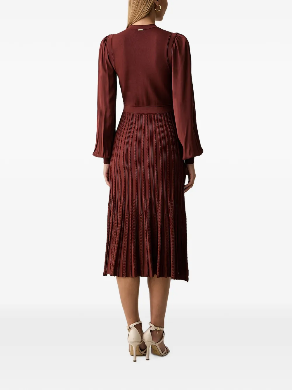 TWINSET Lange trompe-l'oeil gebreide jurk Rood