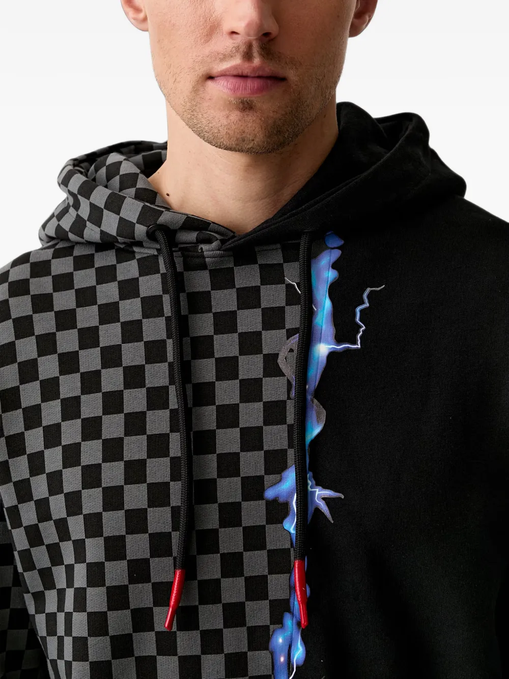 Sprayground Geruite hoodie met grafische print Zwart