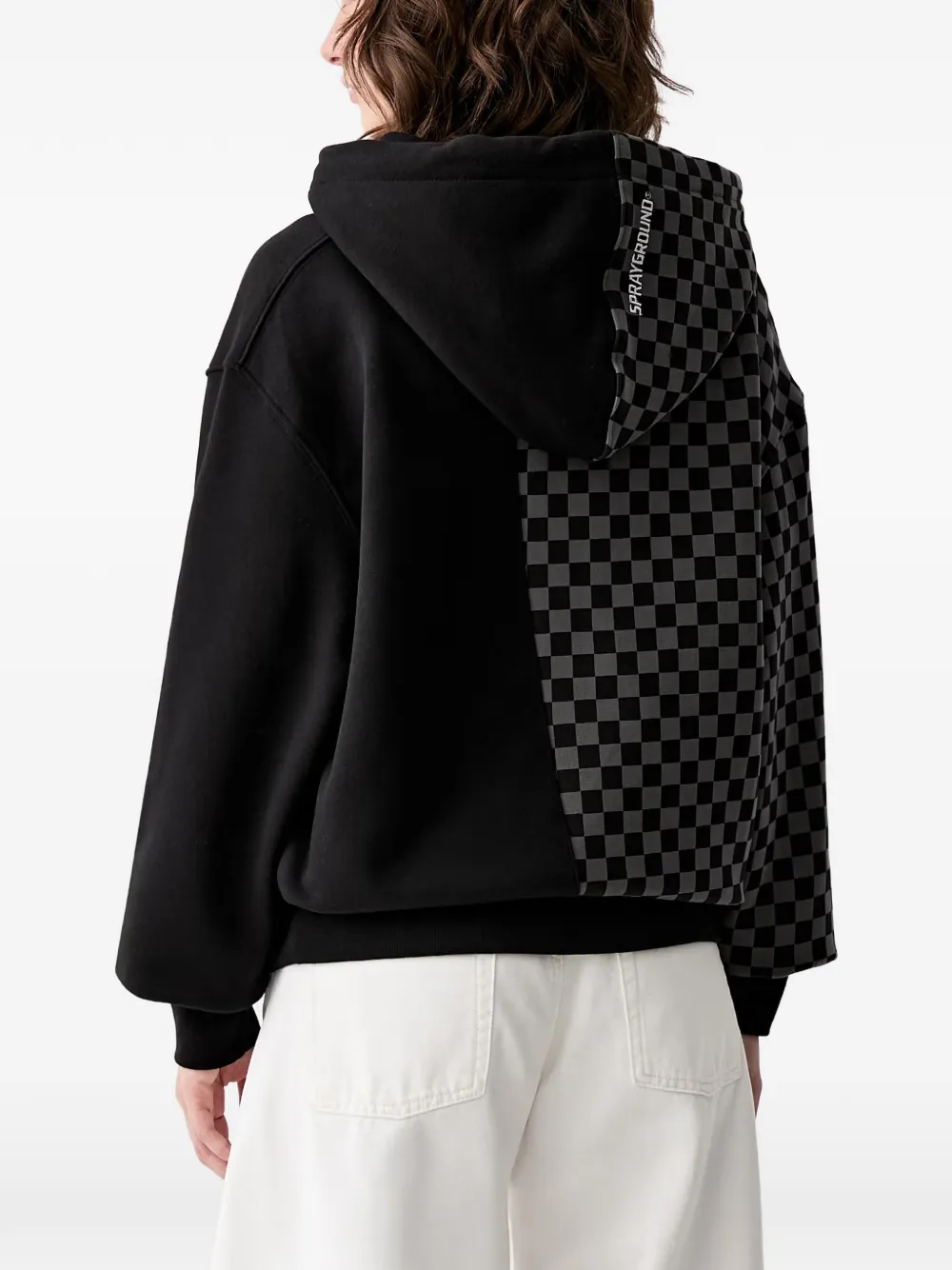 Sprayground Geruite hoodie met grafische print Zwart