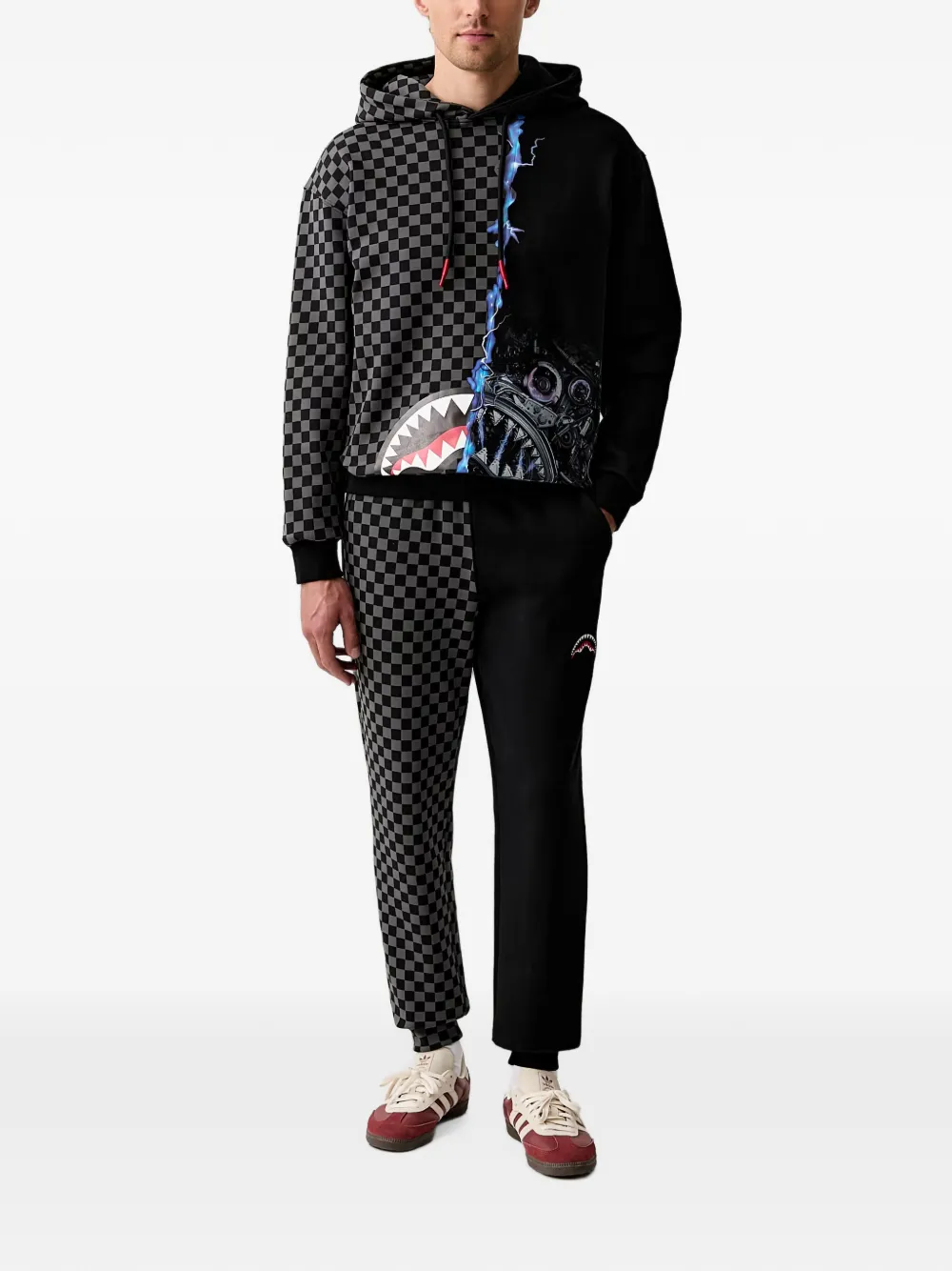 Sprayground Geruite hoodie met grafische print Zwart