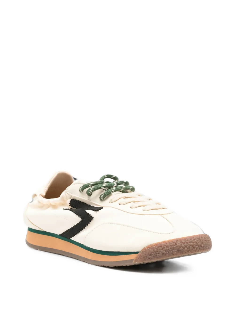 Puraai zigzag-patch elasticated-collar sneakers Beige