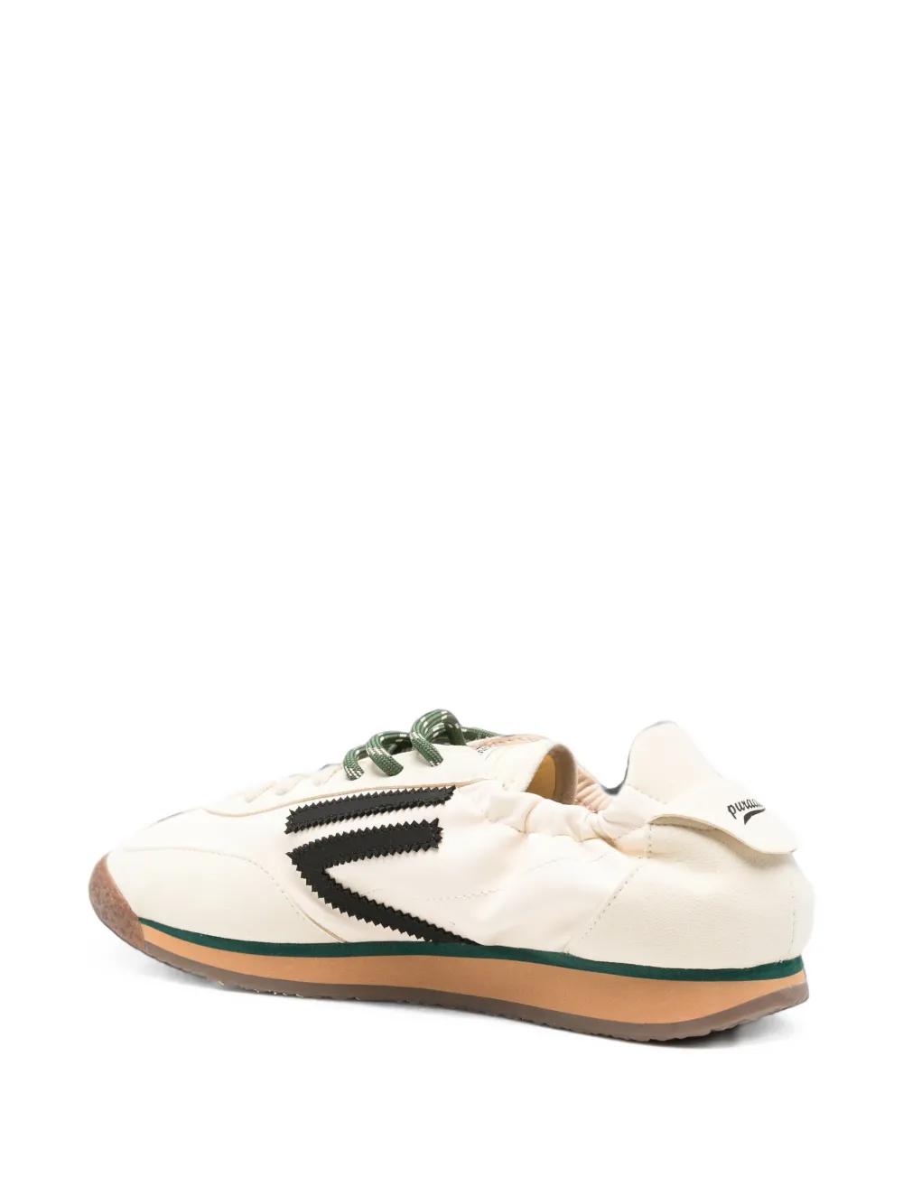 Puraai zigzag-patch elasticated-collar sneakers Beige