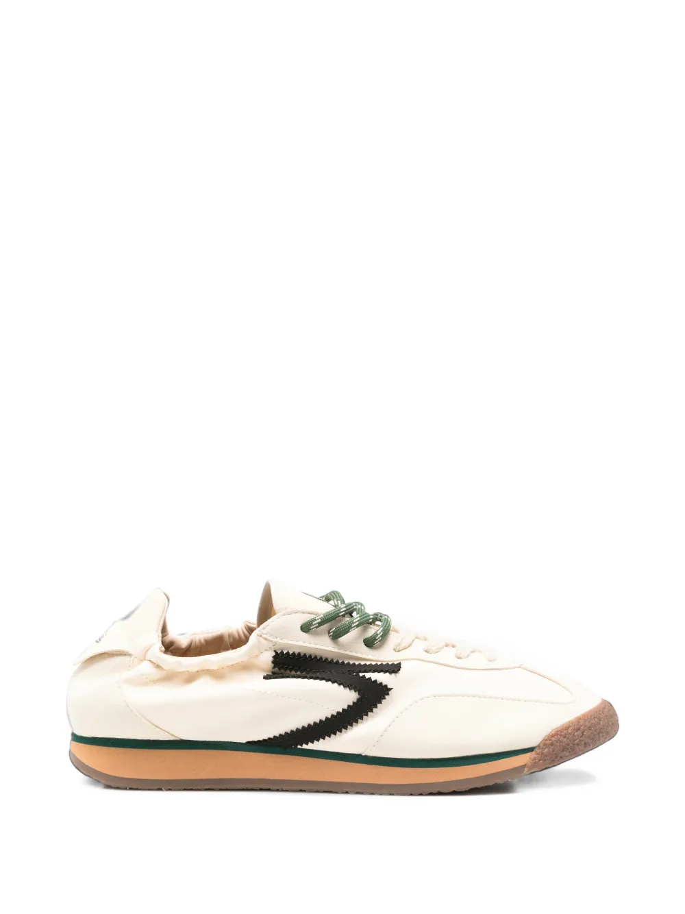 Puraai zigzag-patch elasticated-collar sneakers Beige