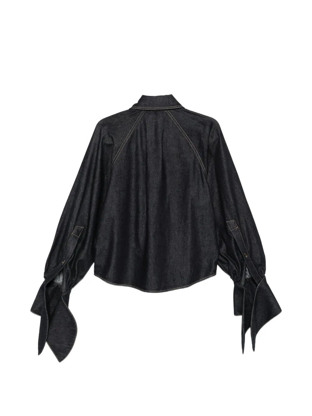 Patou Denim blouse met geknoopte mouwen Blauw
