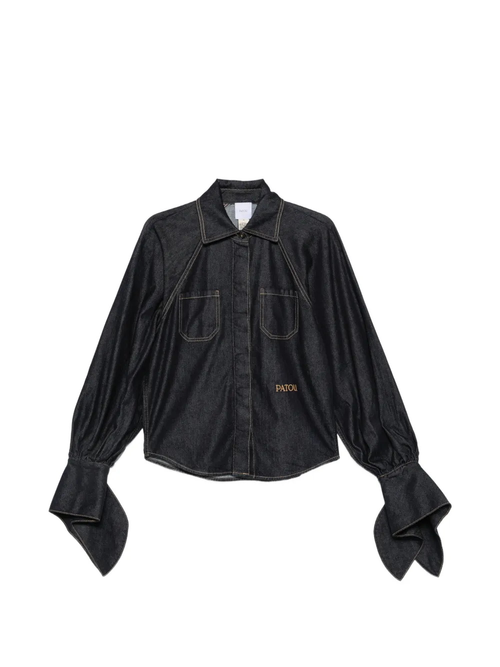 Patou knot-sleeve denim blouse - Blu