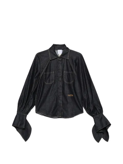 Patou knot-sleeve denim blouse