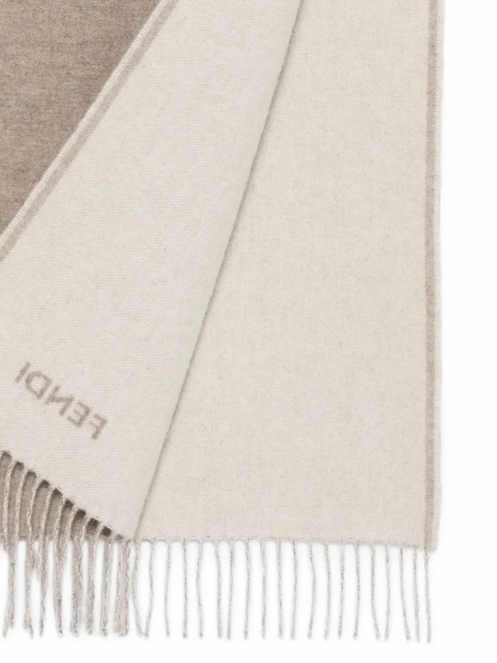 FENDI Kasjmier sjaal met logo-intarsia Beige