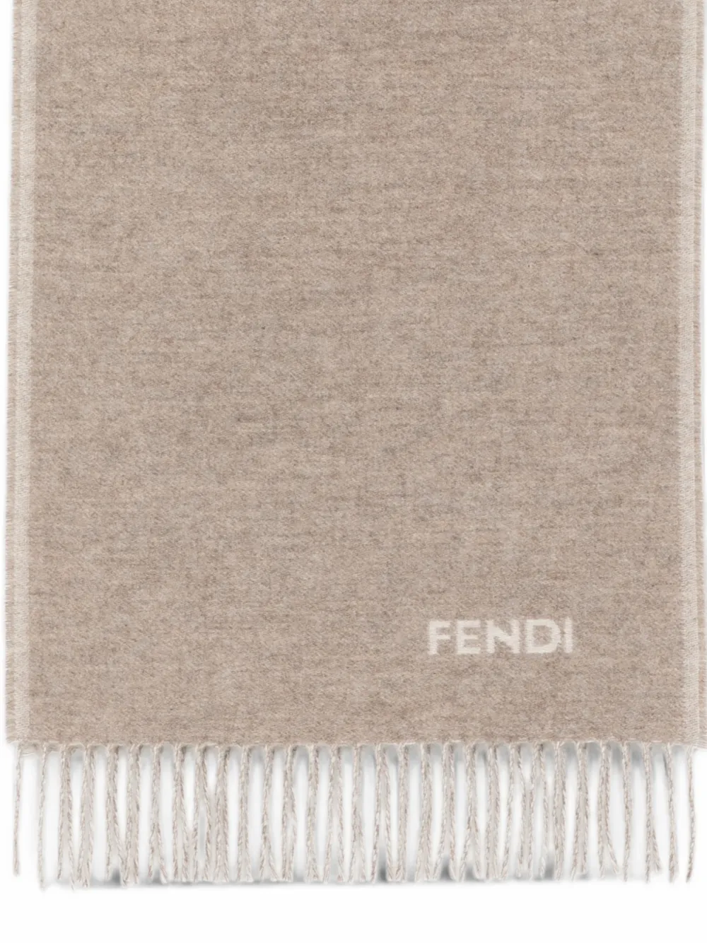 FENDI Kasjmier sjaal met logo-intarsia Beige