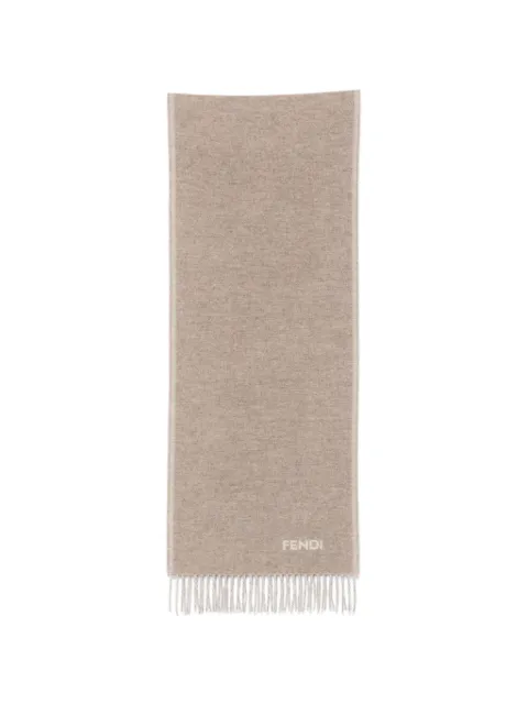 FENDI logo-intarsia fringed scarf