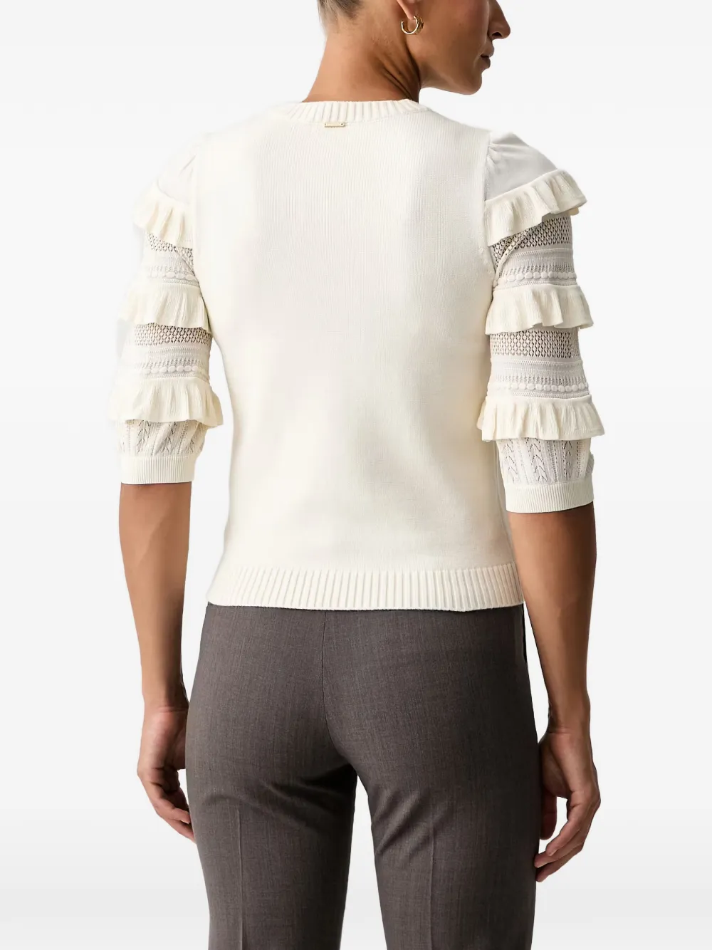 TWINSET Trui met ruches en mesh stiksels Wit