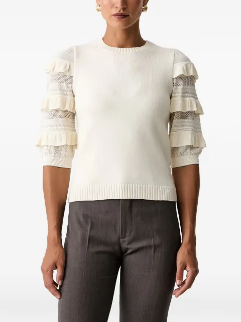 TWINSET mesh-stitch jumper with ruffles