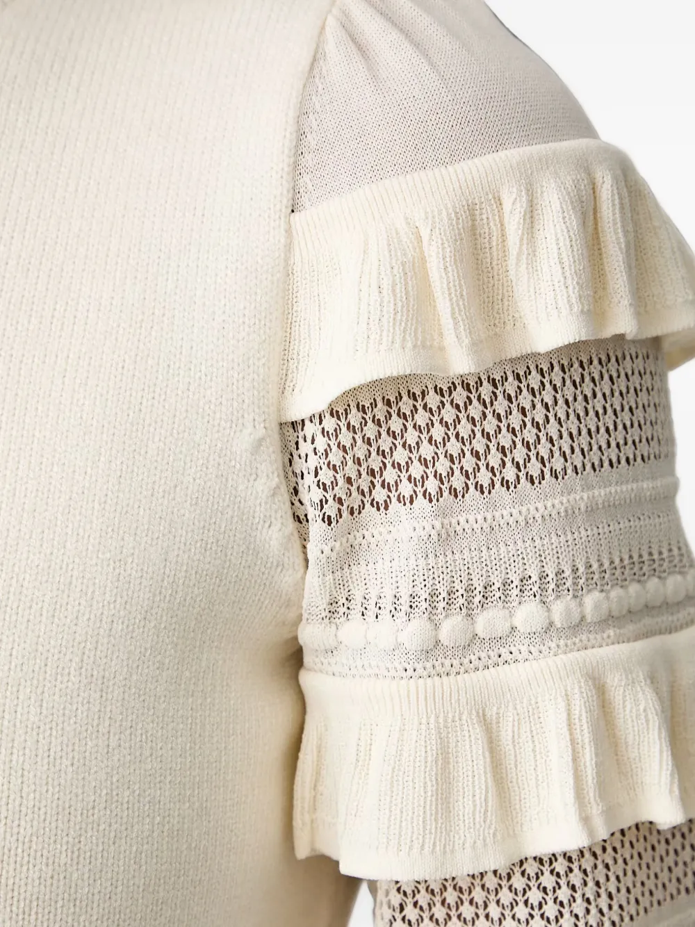 TWINSET Trui met ruches en mesh stiksels Wit