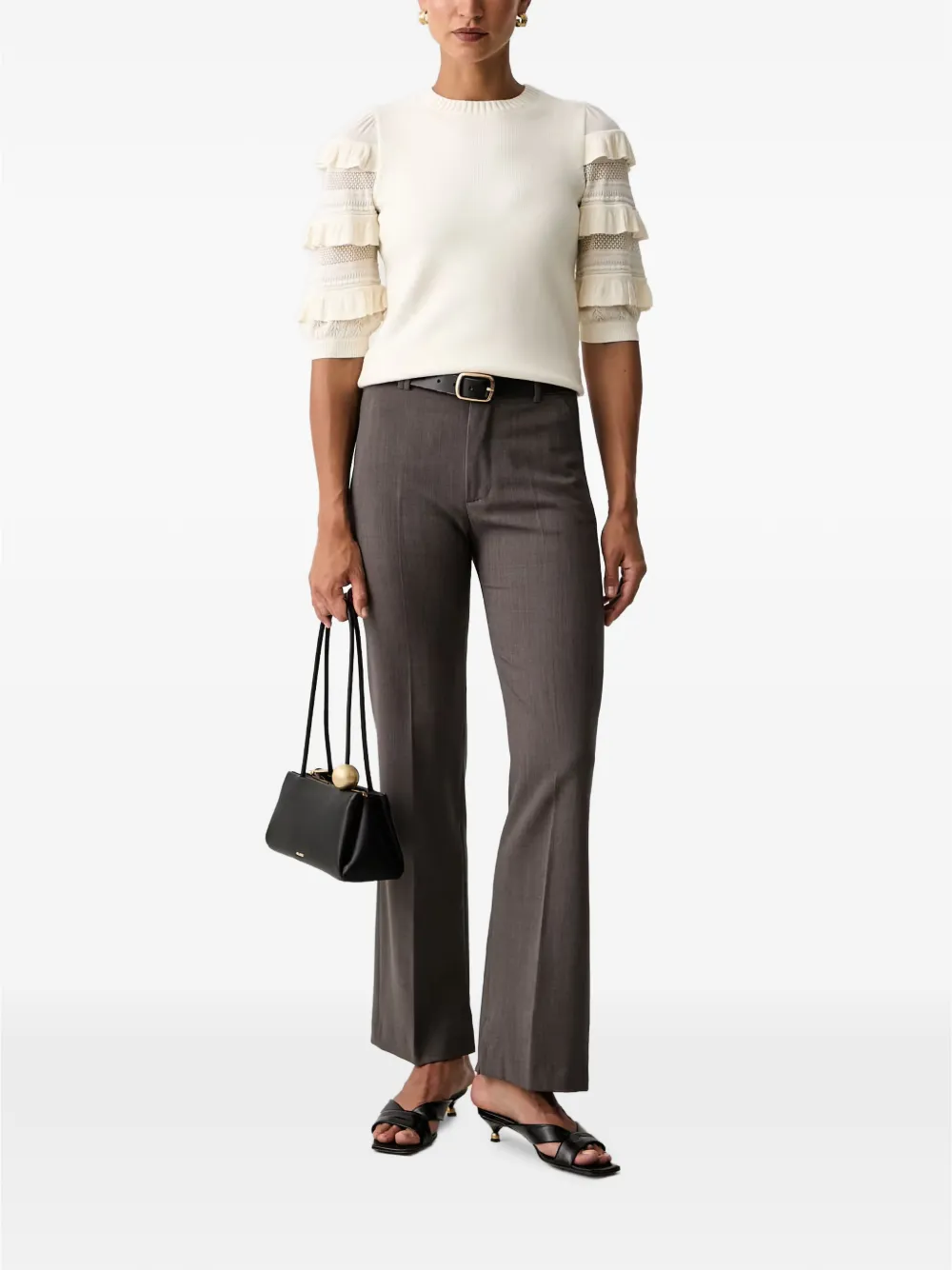 TWINSET Trui met ruches en mesh stiksels Wit