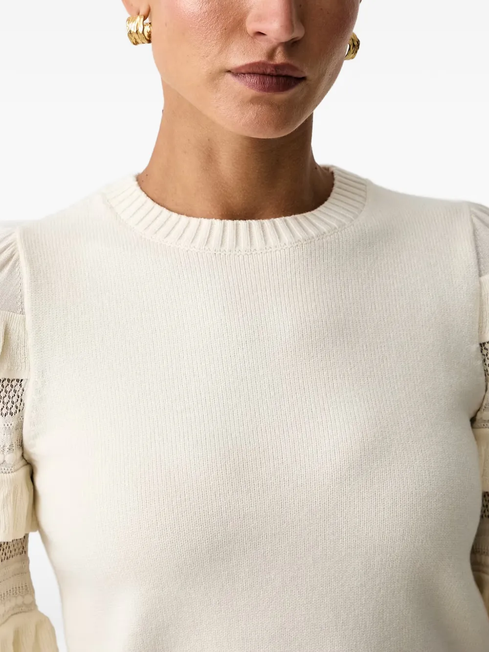 TWINSET Trui met ruches en mesh stiksels Wit