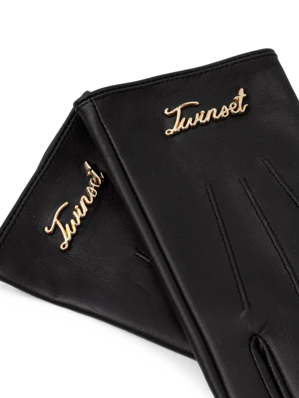 TWINSET Handschoenen met logo-plakkaat en decoratieve stiksels Zwart