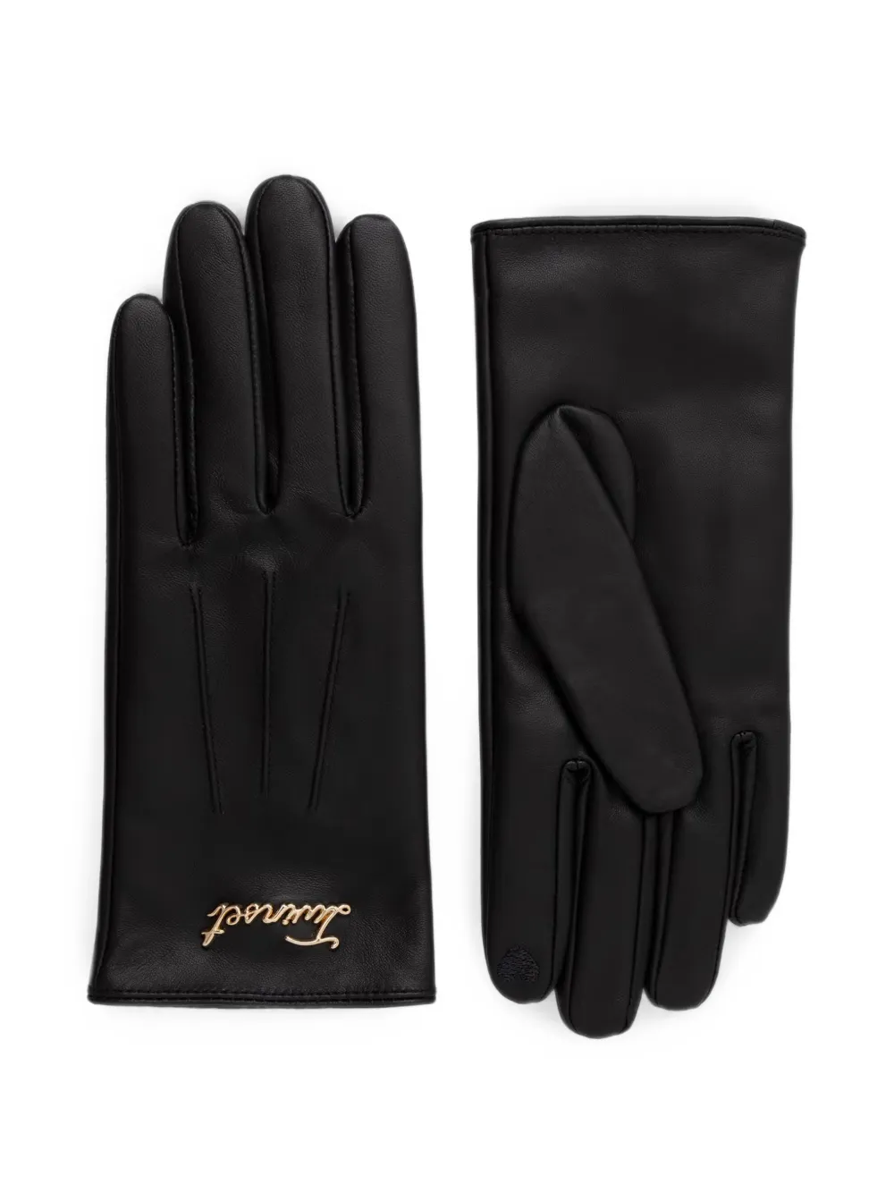 TWINSET logo-plaque decorative-stitching gloves - Nero