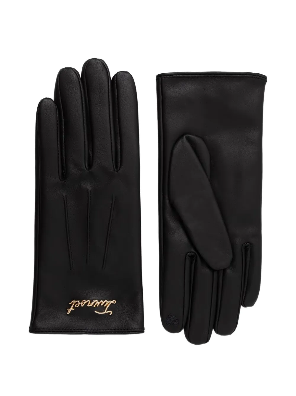TWINSET logo-plaque decorative-stitching gloves - Nero