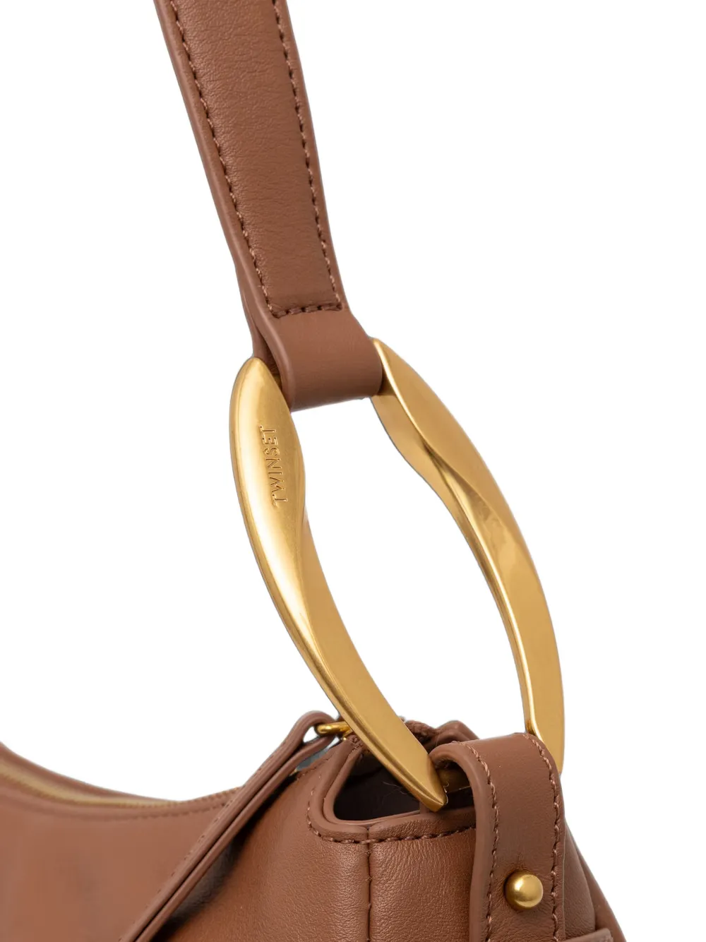 TWINSET Leren shopper Bruin