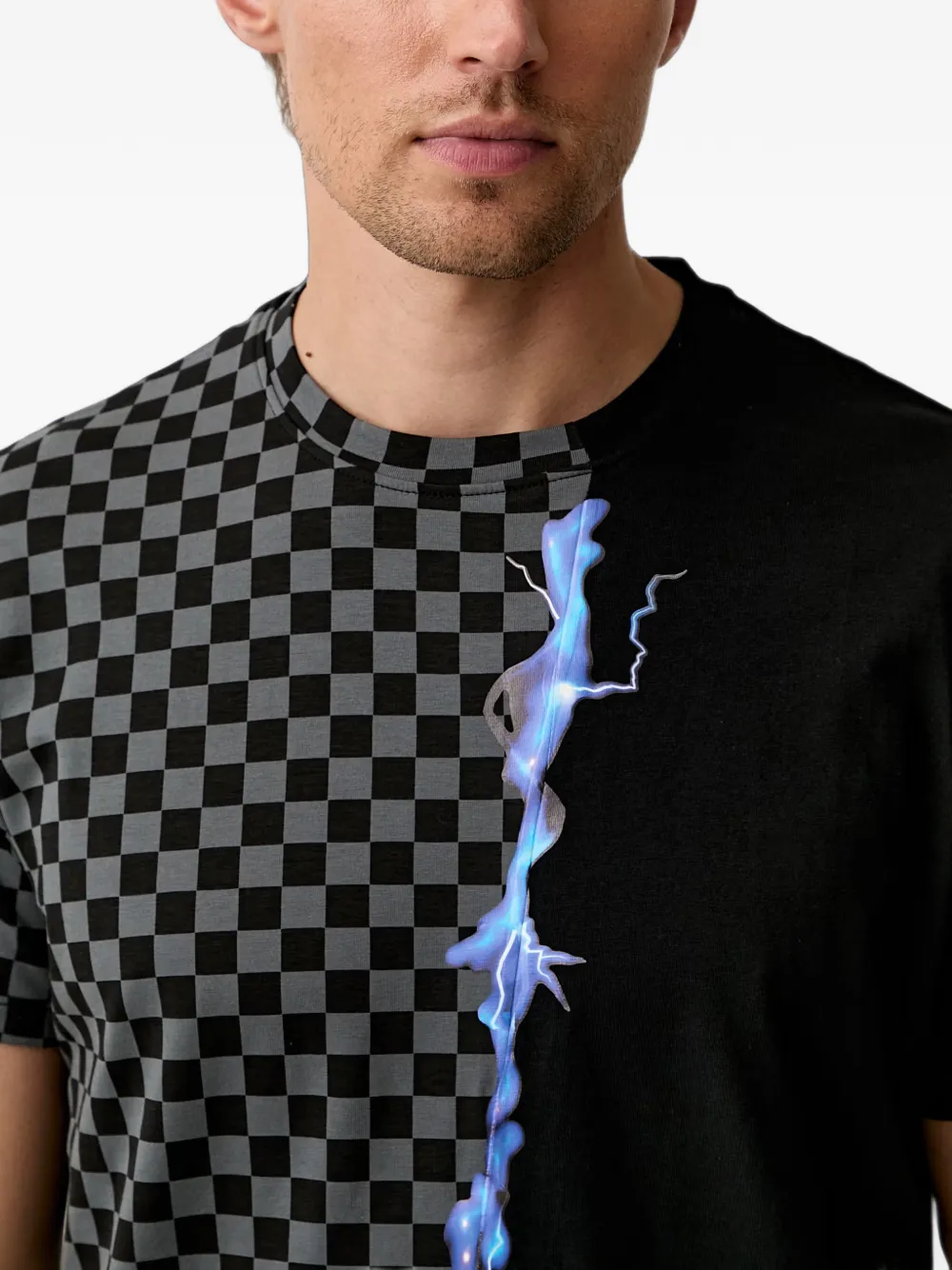 Sprayground Geruit Shark Mouth T-shirt Zwart