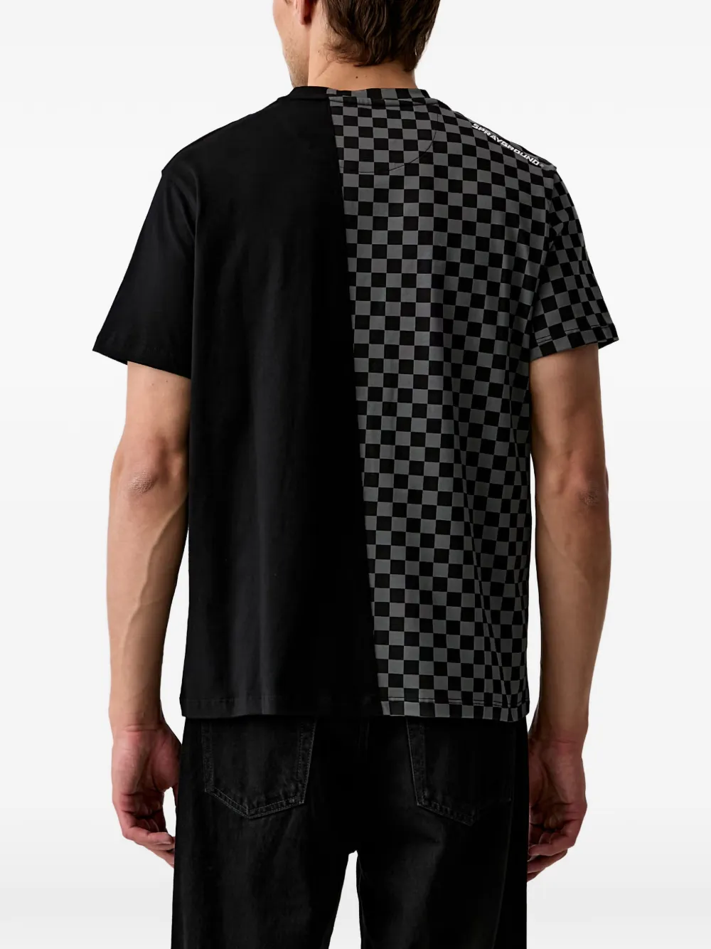 Sprayground Geruit Shark Mouth T-shirt Zwart