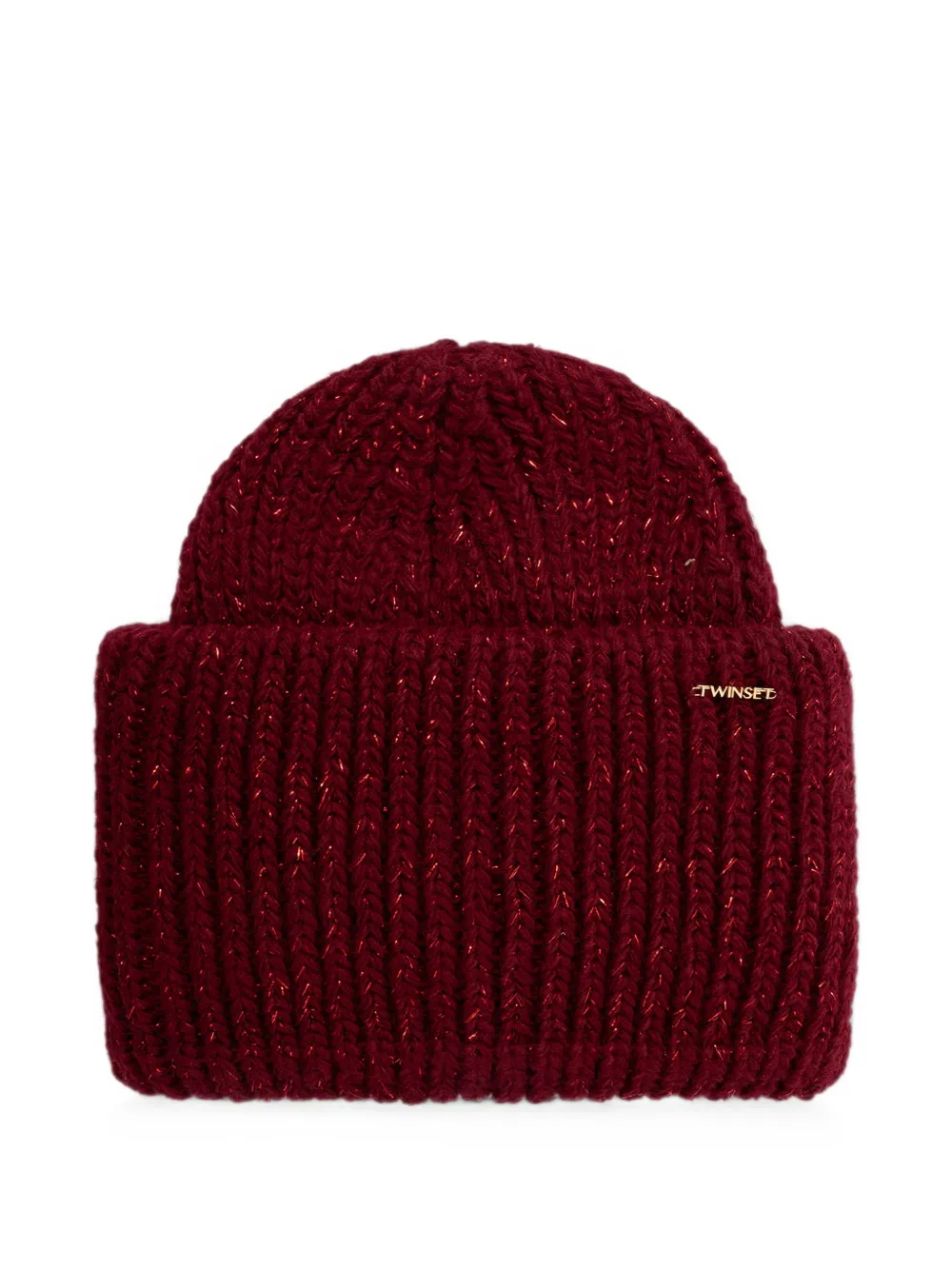 TWINSET knitted beanie with lurex - Rosso