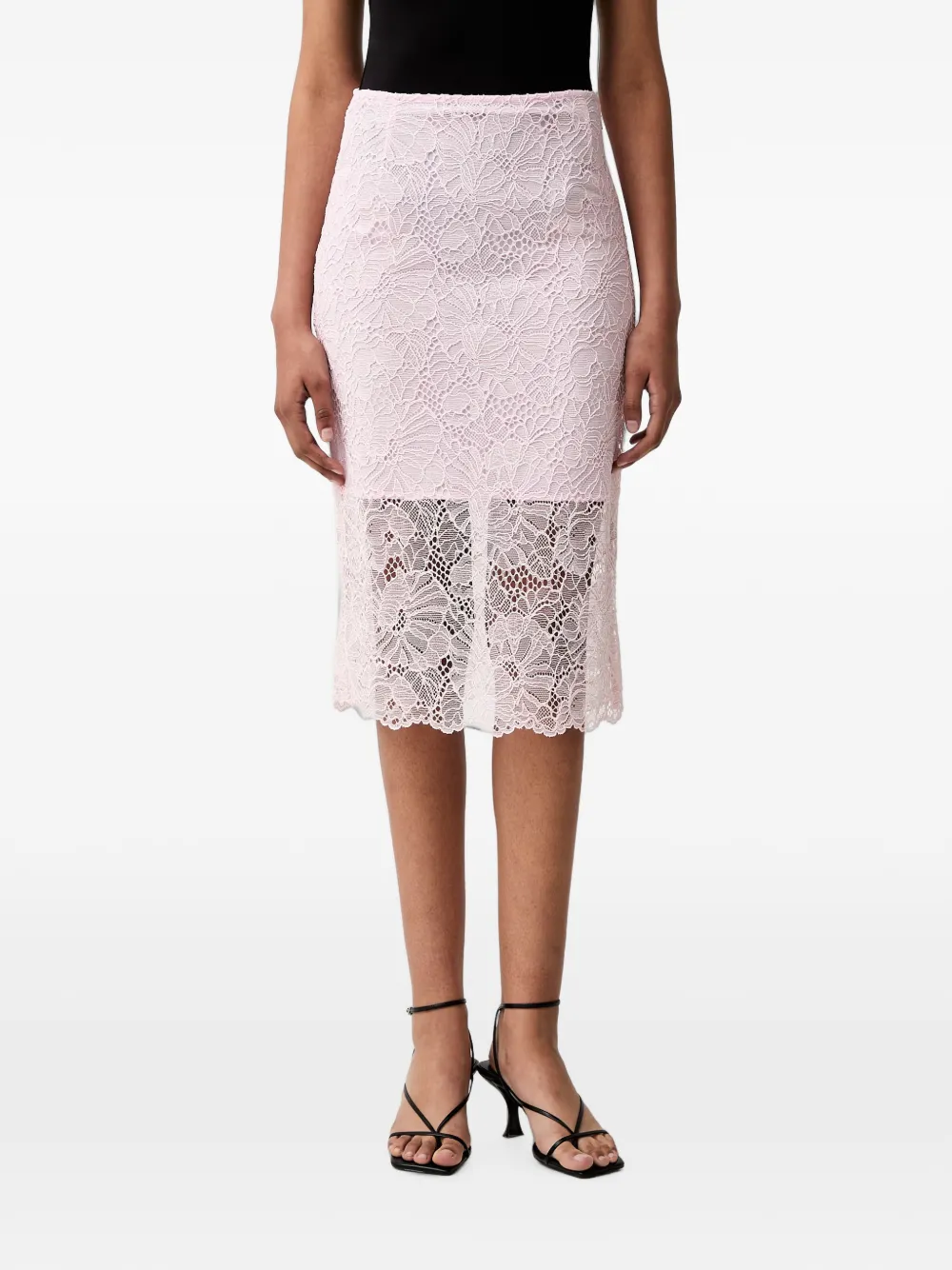 ROTATE BIRGER CHRISTENSEN lace midi skirt - Rosa