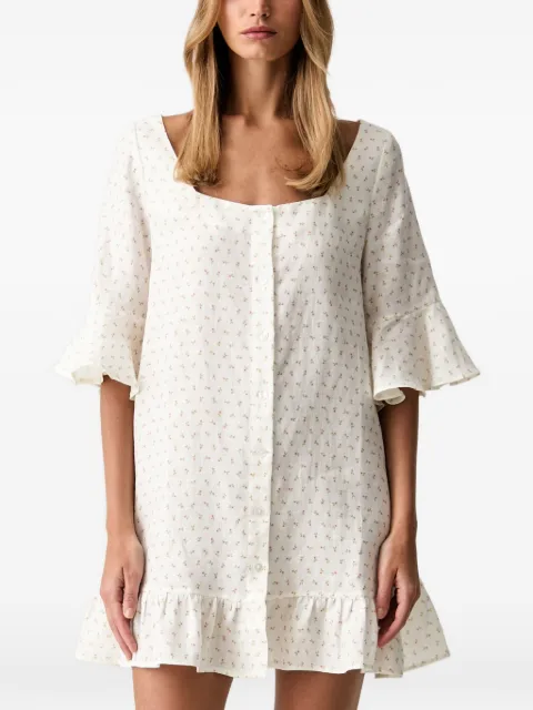 Sleeper floral-print ruffled mini dress