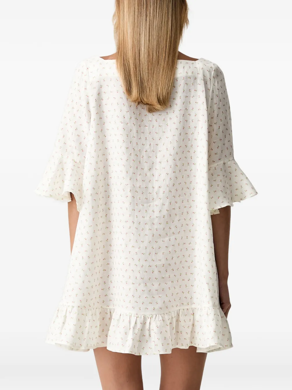 Sleeper Mini-jurk met bloemenprint en ruches Wit