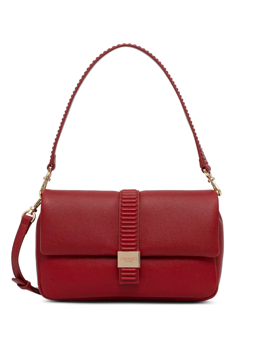 TWINSET ribbed-detail shoulder bag - Rosso