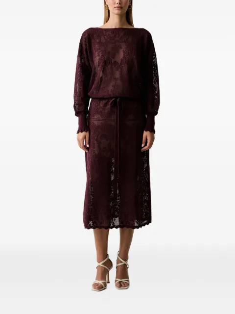 TWINSET lace-knit drawstring midi dress