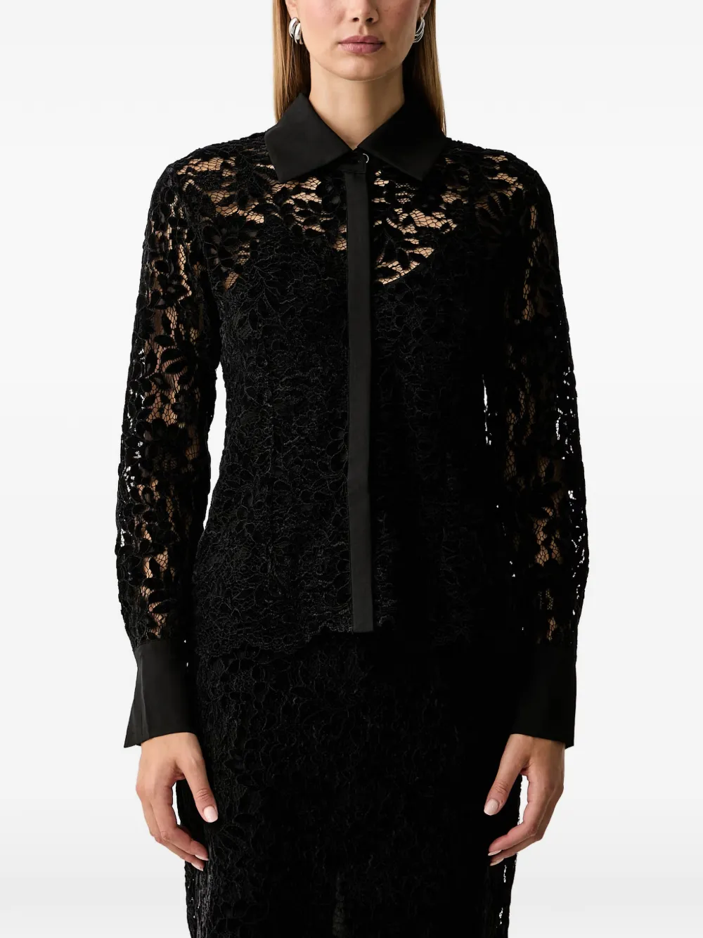 TWINSET floral-lace shirt - Nero