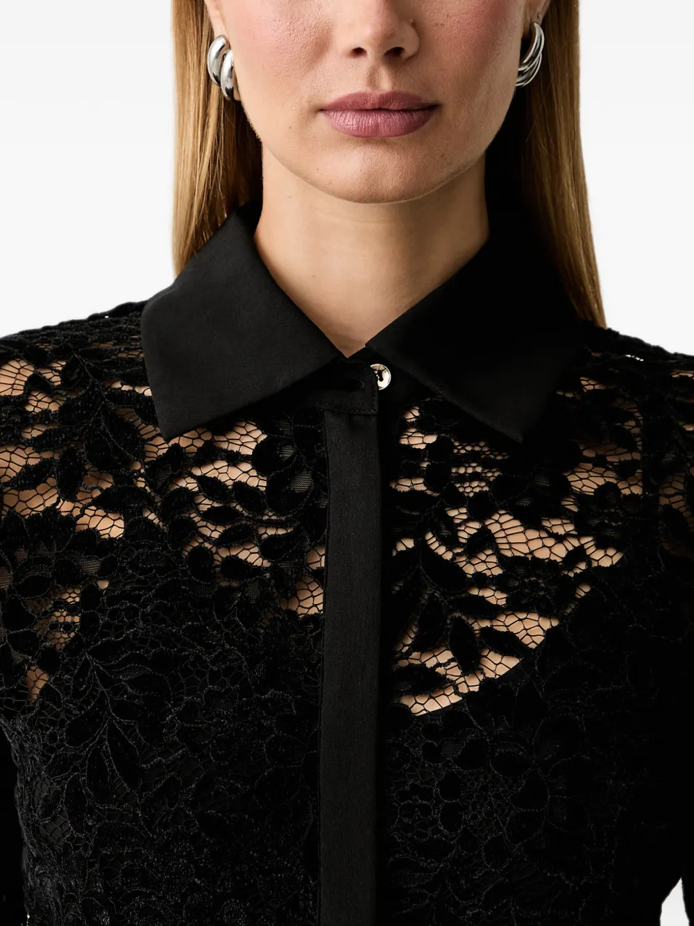TWINSET Shirt met bloemenkant Zwart