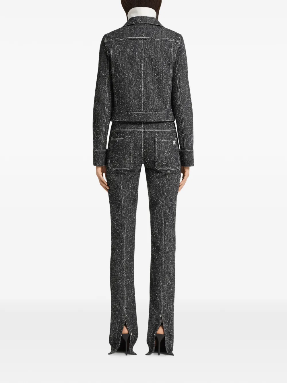 Courrèges Spijkerjack met logopatch Zwart
