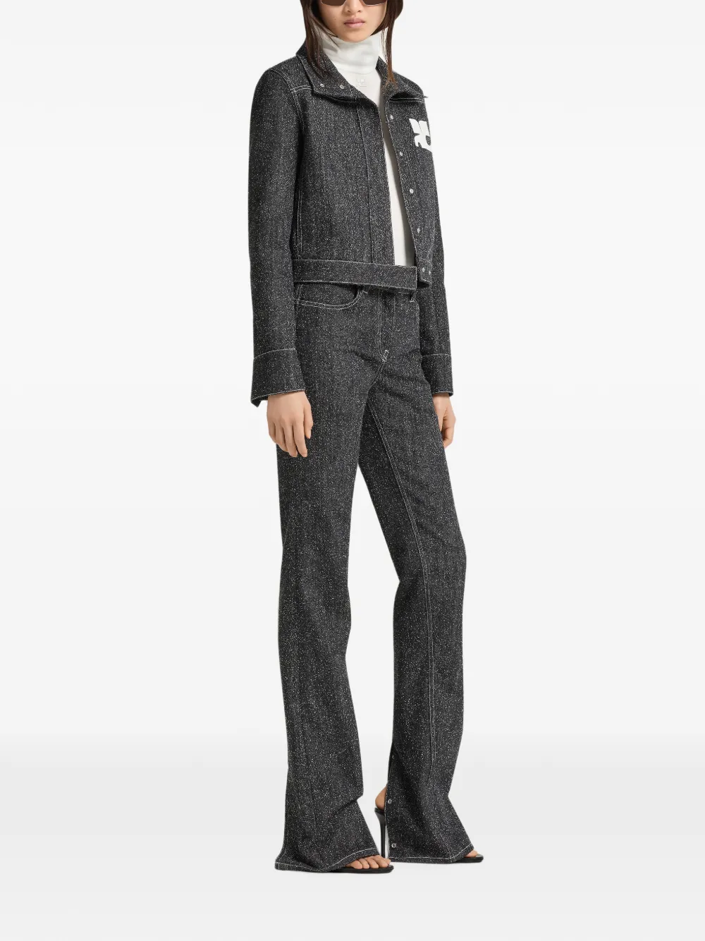 Courrèges Spijkerjack met logopatch Zwart