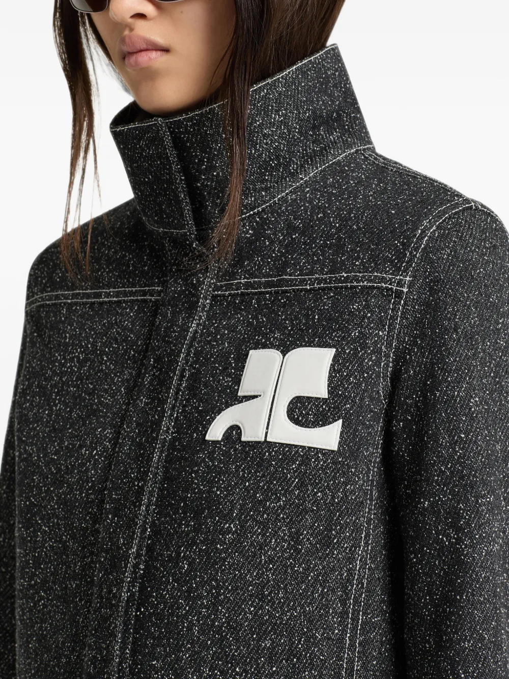 Courrèges Spijkerjack met logopatch Zwart