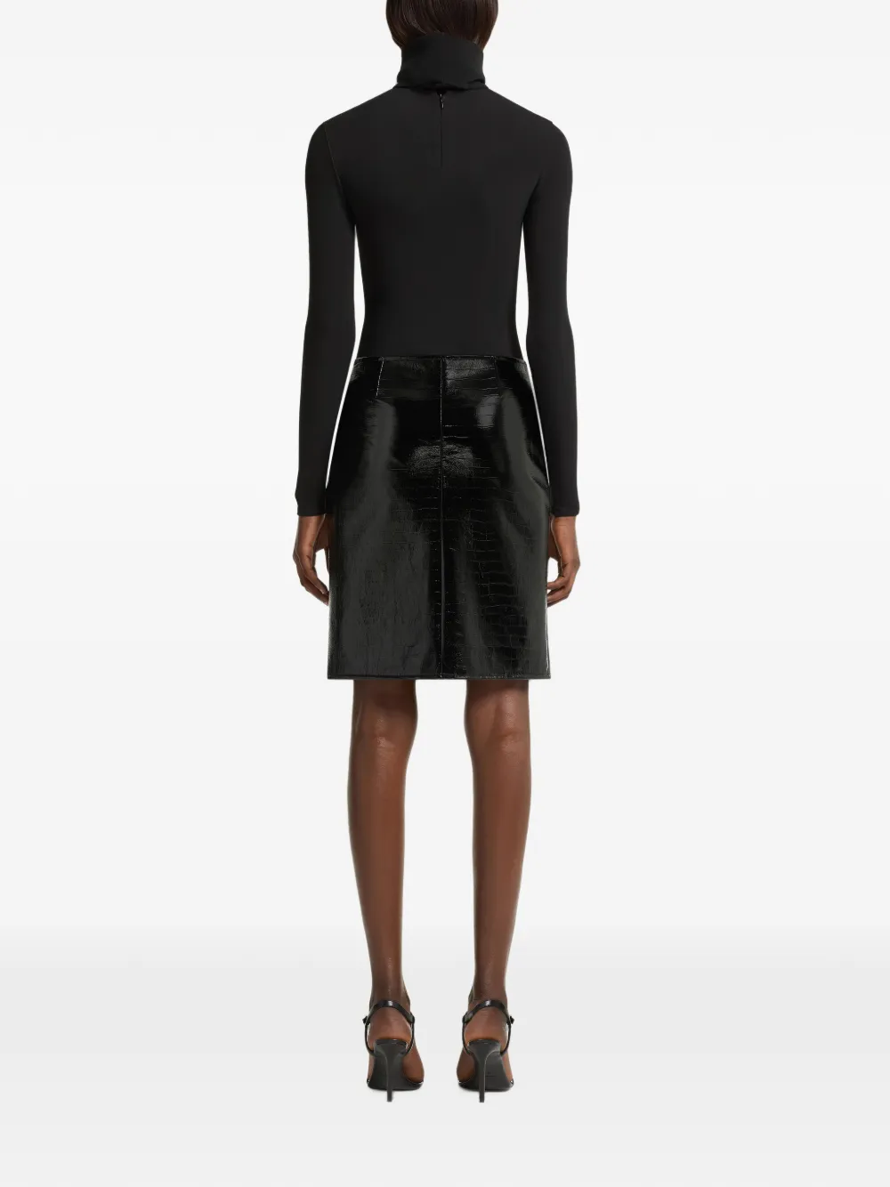 Courrèges Vinyl mini-rok met krokodillen-reliëf Zwart