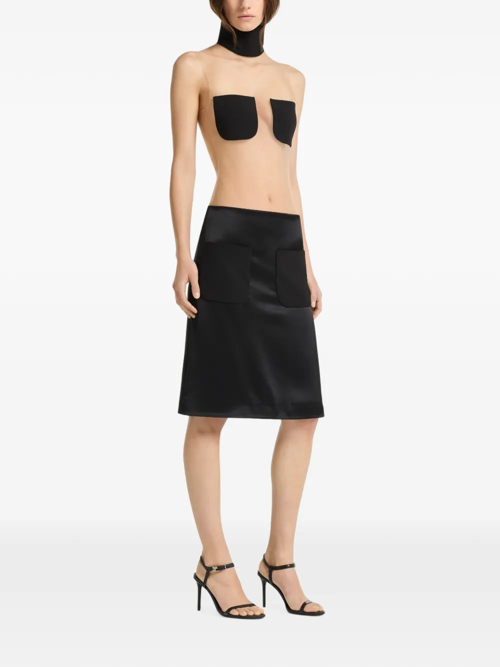 Courrèges Mini-rok met satijnen afwerking en zakdetail Zwart