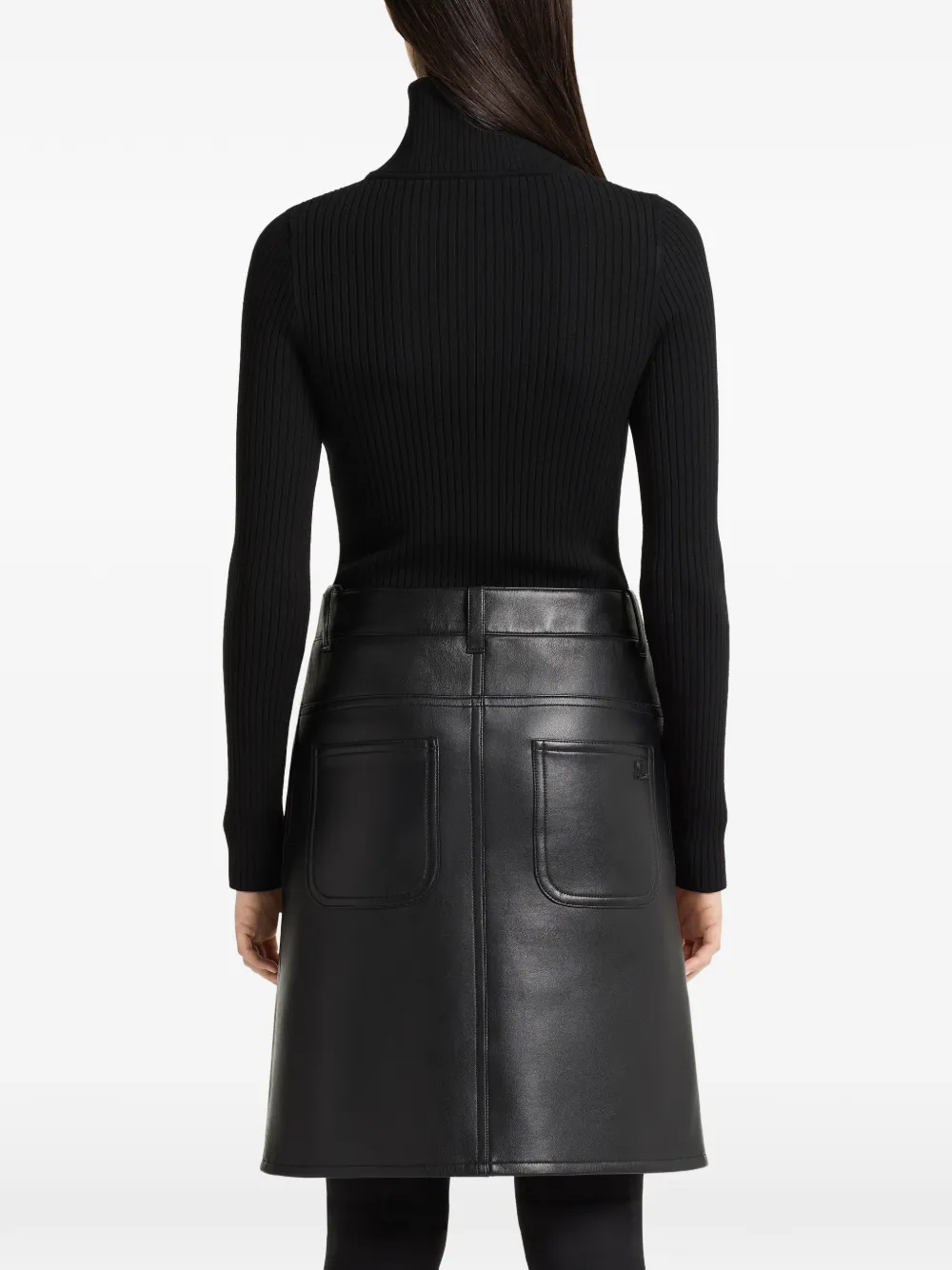 Courrèges logo-appliqué ribbed-knit sweater Zwart