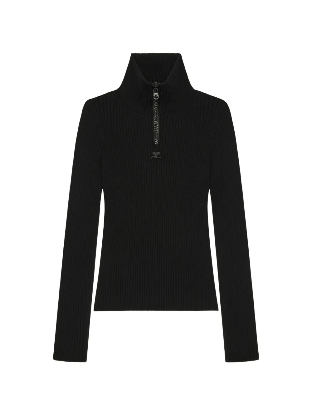 Courrèges logo-appliqué ribbed-knit sweater - Nero