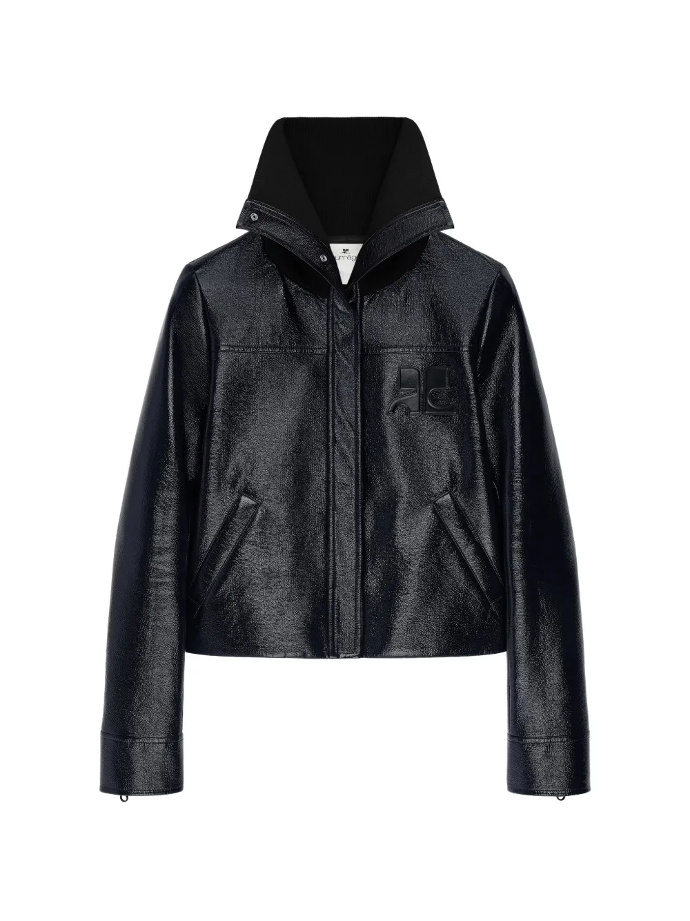 Courrèges high-collar vinyl jacket - Blu